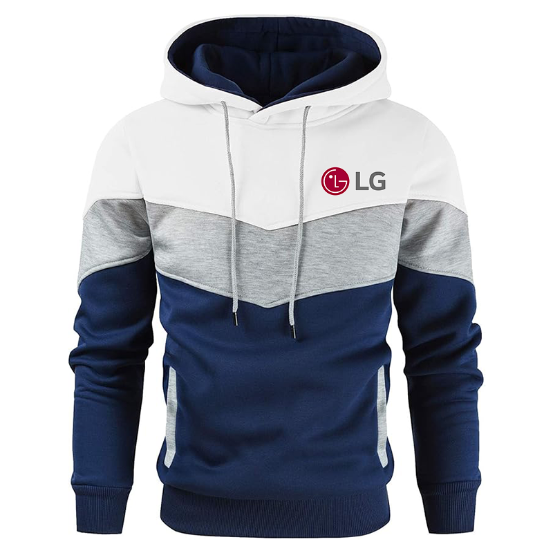Men's LG Gesean Novelty Color Block Pullover Fleece Hoodie Long Sleeve Casual Sweatshirt with Pocket