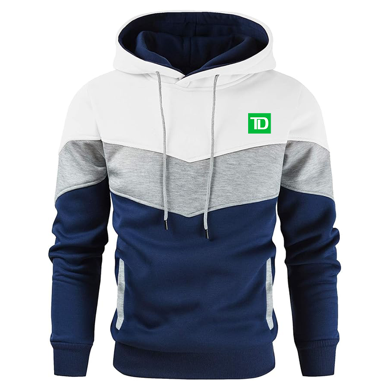Men's TD Bank Gesean Novelty Color Block Pullover Fleece Hoodie Long Sleeve Casual Sweatshirt with Pocket