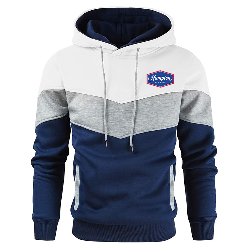 Men's Hampton Gesean Novelty Color Block Pullover Fleece Hoodie Long Sleeve Casual Sweatshirt with Pocket