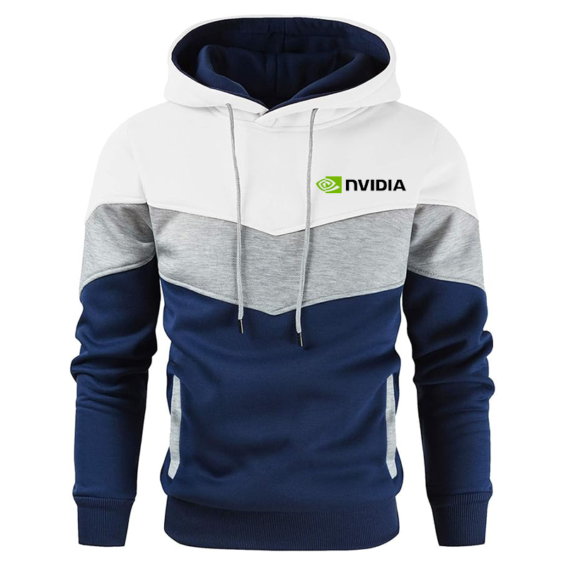 Men's NVIDIA Gesean Novelty Color Block Pullover Fleece Hoodie Long Sleeve Casual Sweatshirt with Pocket