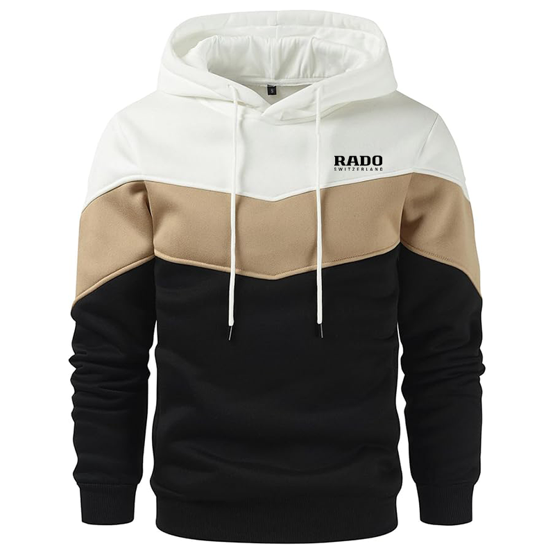 Men's Rado Gesean Novelty Color Block Pullover Fleece Hoodie Long Sleeve Casual Sweatshirt with Pocket