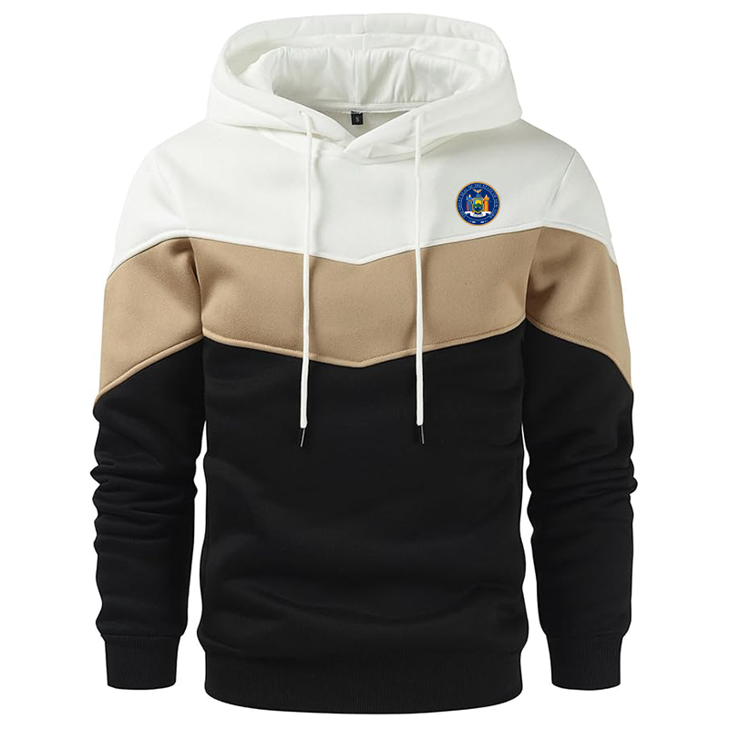 Men's New York Gesean Novelty Color Block Pullover Fleece Hoodie Long Sleeve Casual Sweatshirt with Pocket