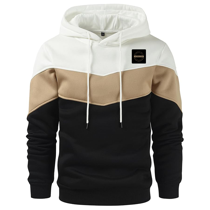 Men's Alphaland Gesean Novelty Color Block Pullover Fleece Hoodie Long Sleeve Casual Sweatshirt with Pocket