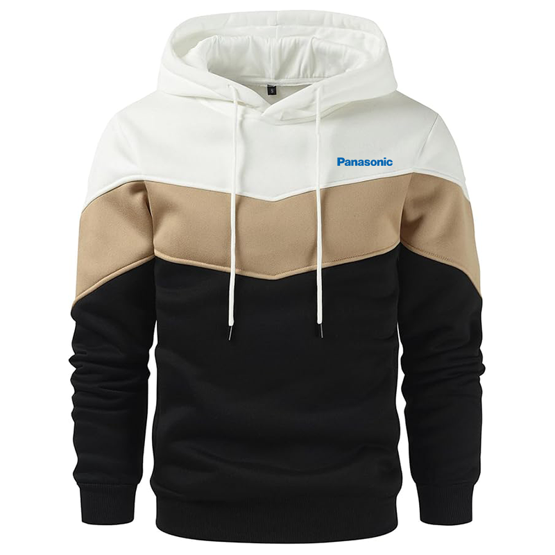 Men's Panasonic Gesean Novelty Color Block Pullover Fleece Hoodie Long Sleeve Casual Sweatshirt with Pocket