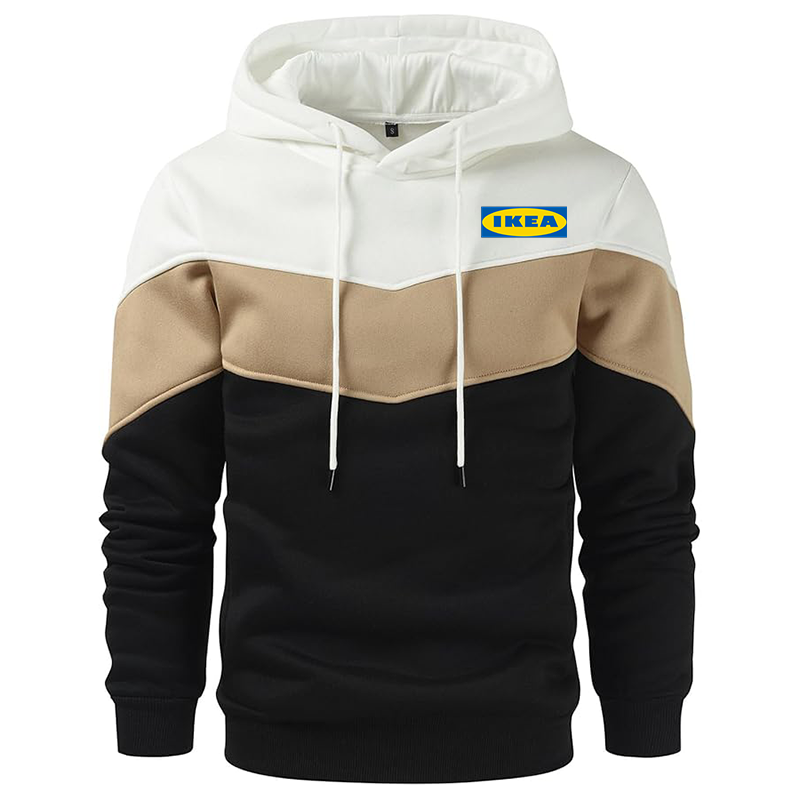 Men's IKEA Gesean Novelty Color Block Pullover Fleece Hoodie Long Sleeve Casual Sweatshirt with Pocket
