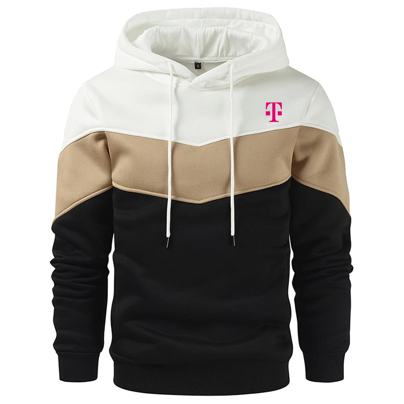 Men's T-Mobile Gesean Novelty Color Block Pullover Fleece Hoodie Long Sleeve Casual Sweatshirt with Pocket