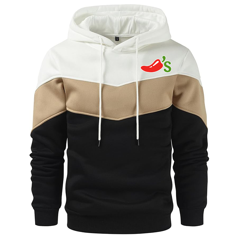 Men's Chilis Gesean Novelty Color Block Pullover Fleece Hoodie Long Sleeve Casual Sweatshirt with Pocket