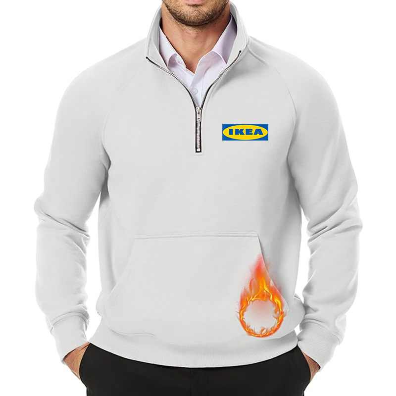 Men's IKEA JMIERR Quarter Zip Pullover Heavy Sweatshirts Warm Fleece Sweatshirt Polo