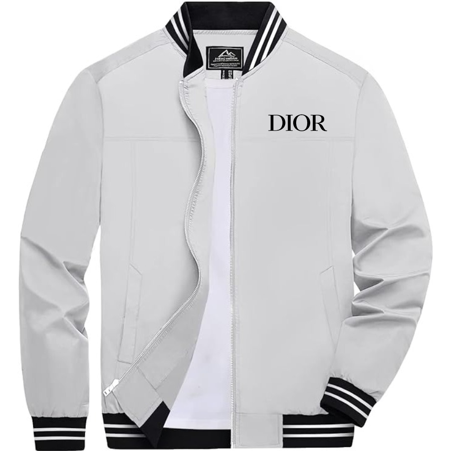 Men's Dior Lightweight Zip-Up Bomber Jacket with Ribbed Collar and Cuffs Versatile Casual Outerwear