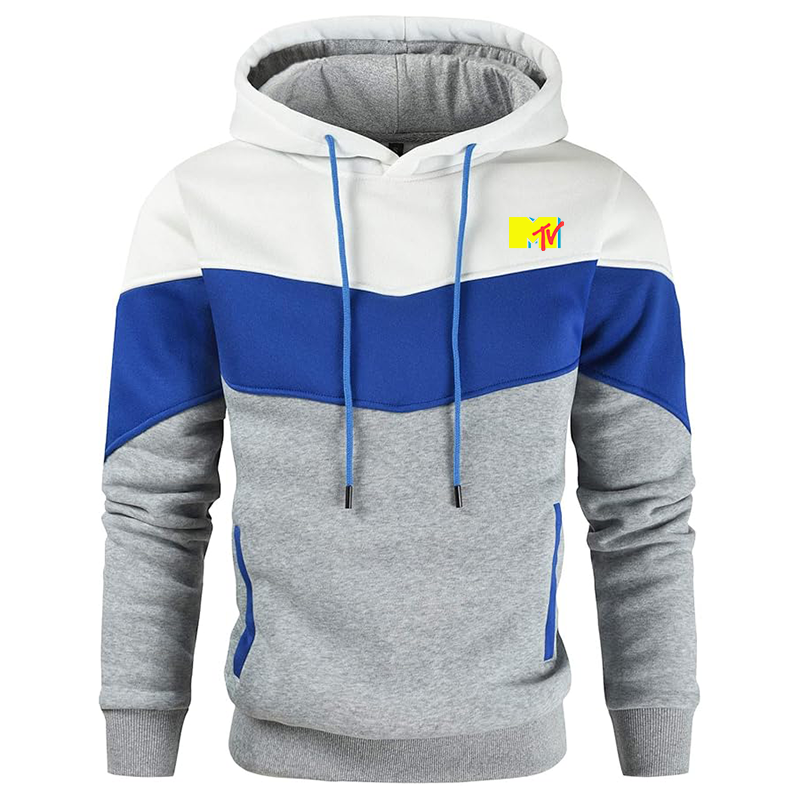Men's M.T.V Gesean Novelty Color Block Pullover Fleece Hoodie Long Sleeve Casual Sweatshirt with Pocket