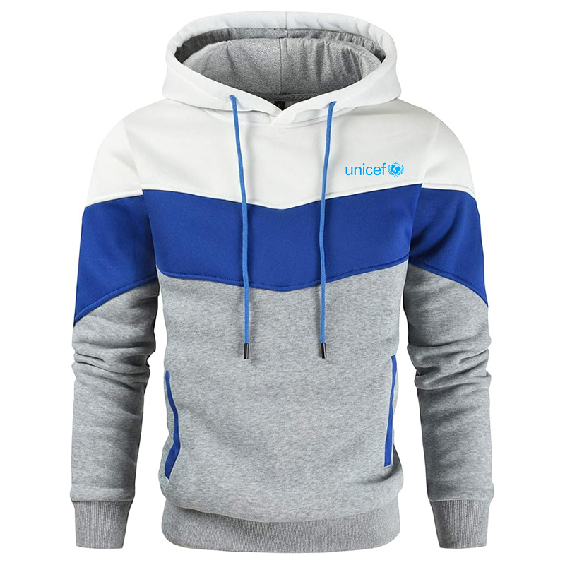 Men's UNICEF Gesean Novelty Color Block Pullover Fleece Hoodie Long Sleeve Casual Sweatshirt with Pocket