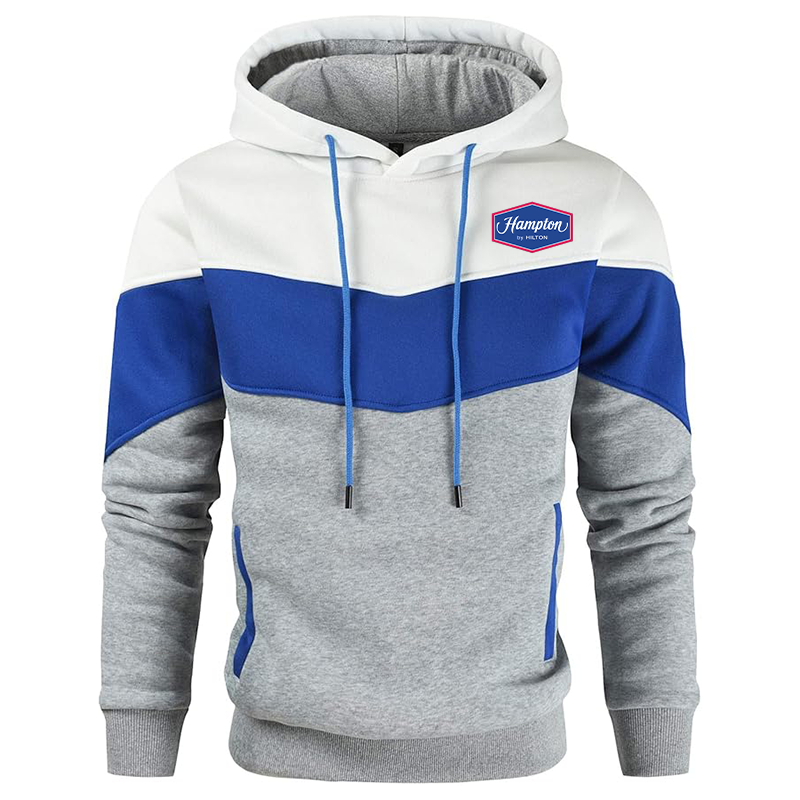Men's Hampton Gesean Novelty Color Block Pullover Fleece Hoodie Long Sleeve Casual Sweatshirt with Pocket