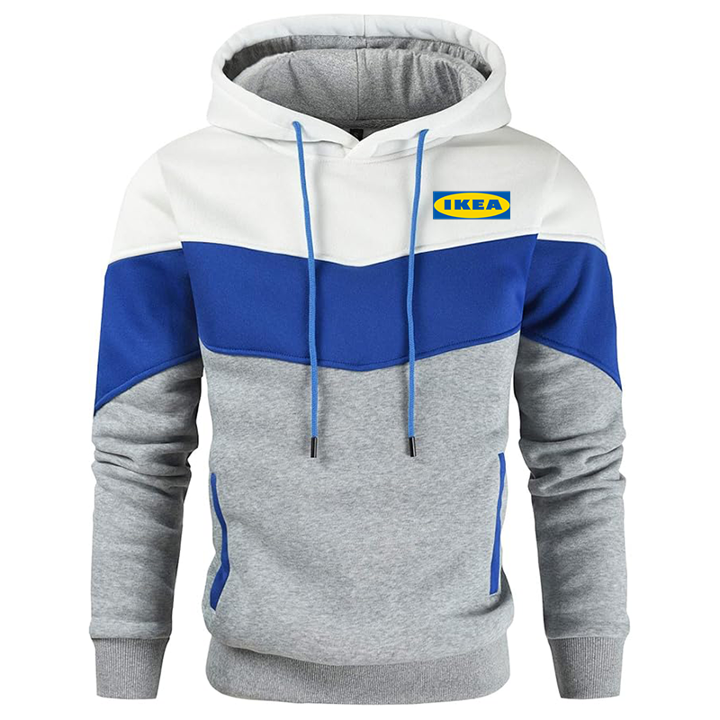 Men's IKEA Gesean Novelty Color Block Pullover Fleece Hoodie Long Sleeve Casual Sweatshirt with Pocket