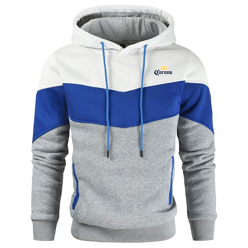 Men's Corona Gesean Novelty Color Block Pullover Fleece Hoodie Long Sleeve Casual Sweatshirt with Pocket