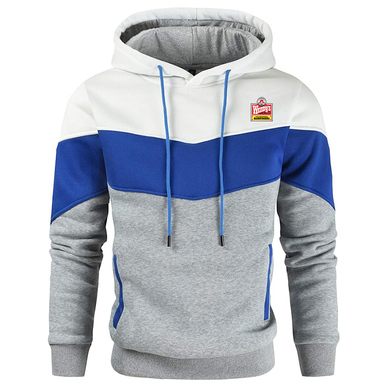 Men's Wendy's Gesean Novelty Color Block Pullover Fleece Hoodie Long Sleeve Casual Sweatshirt with Pocket