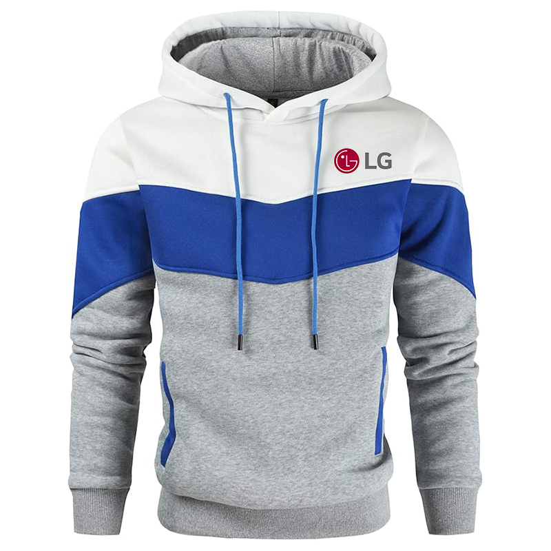 Men's LG Gesean Novelty Color Block Pullover Fleece Hoodie Long Sleeve Casual Sweatshirt with Pocket
