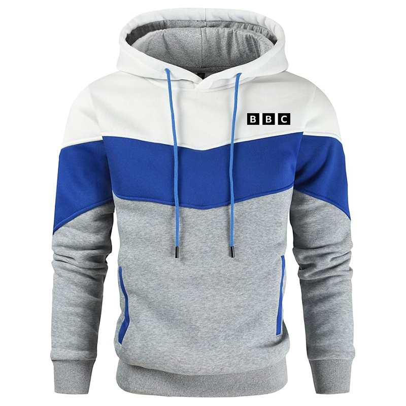 Men's BBC Gesean Novelty Color Block Pullover Fleece Hoodie Long Sleeve Casual Sweatshirt with Pocket