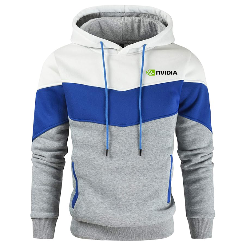 Men's NVIDIA Gesean Novelty Color Block Pullover Fleece Hoodie Long Sleeve Casual Sweatshirt with Pocket