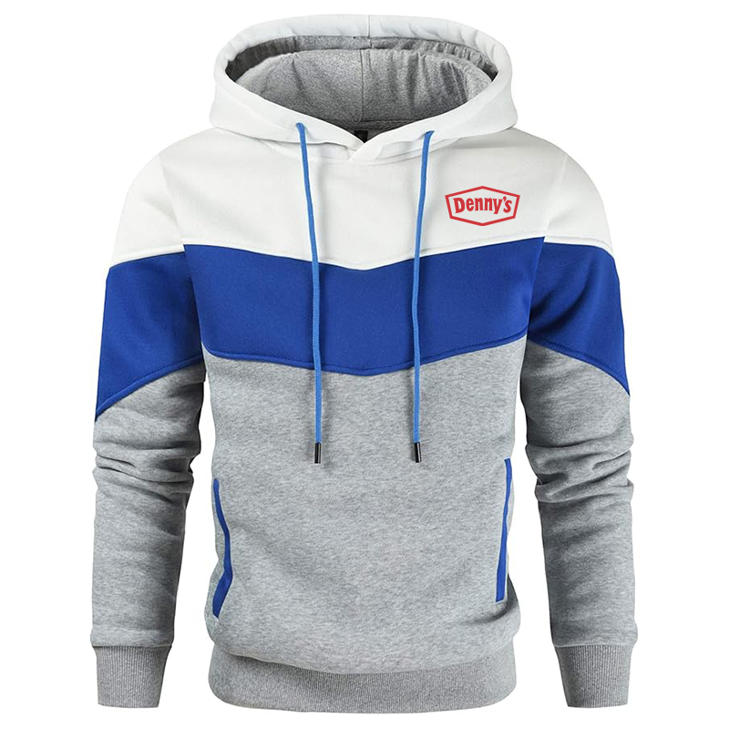 Men's Dennys Gesean Novelty Color Block Pullover Fleece Hoodie Long Sleeve Casual Sweatshirt with Pocket