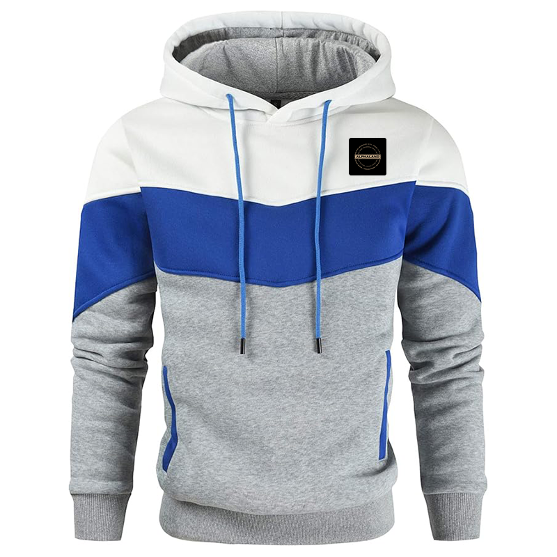 Men's Alphaland Gesean Novelty Color Block Pullover Fleece Hoodie Long Sleeve Casual Sweatshirt with Pocket