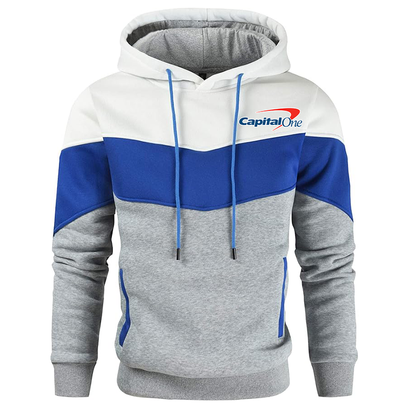 Men's Capital One Gesean Novelty Color Block Pullover Fleece Hoodie Long Sleeve Casual Sweatshirt with Pocket