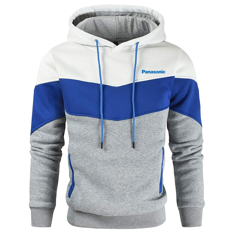 Men's Panasonic Gesean Novelty Color Block Pullover Fleece Hoodie Long Sleeve Casual Sweatshirt with Pocket