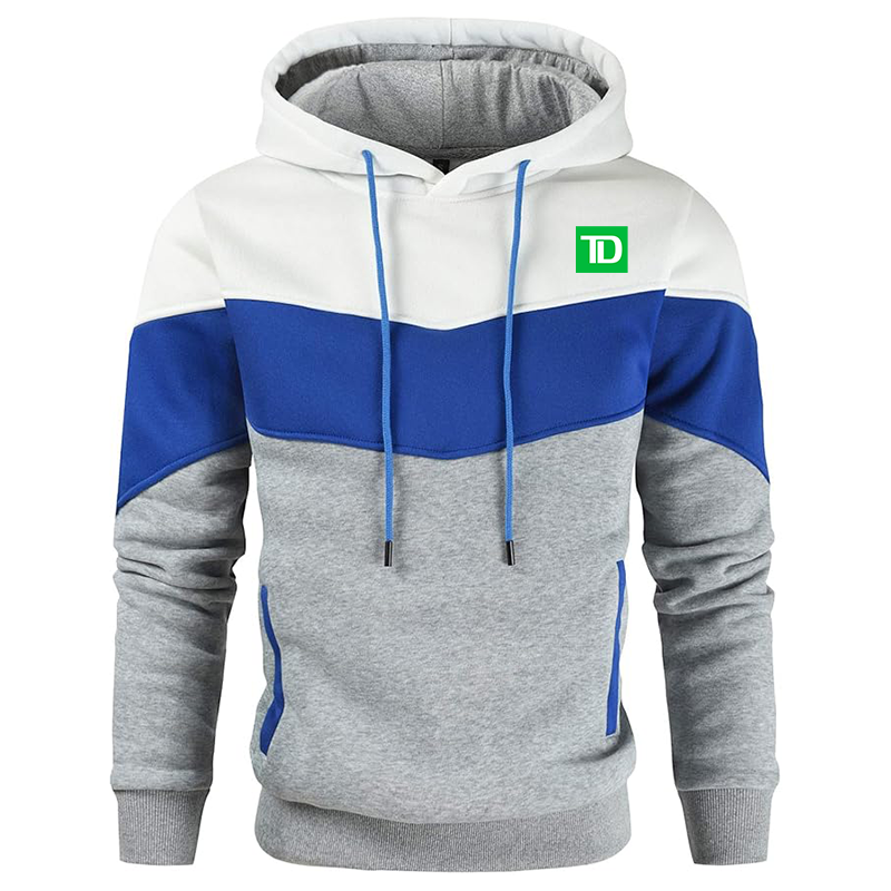 Men's TD Bank Gesean Novelty Color Block Pullover Fleece Hoodie Long Sleeve Casual Sweatshirt with Pocket