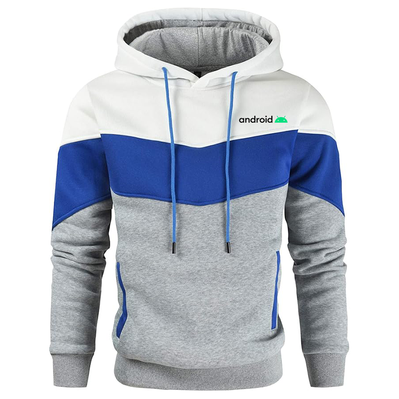 Men's Android Gesean Novelty Color Block Pullover Fleece Hoodie Long Sleeve Casual Sweatshirt with Pocket