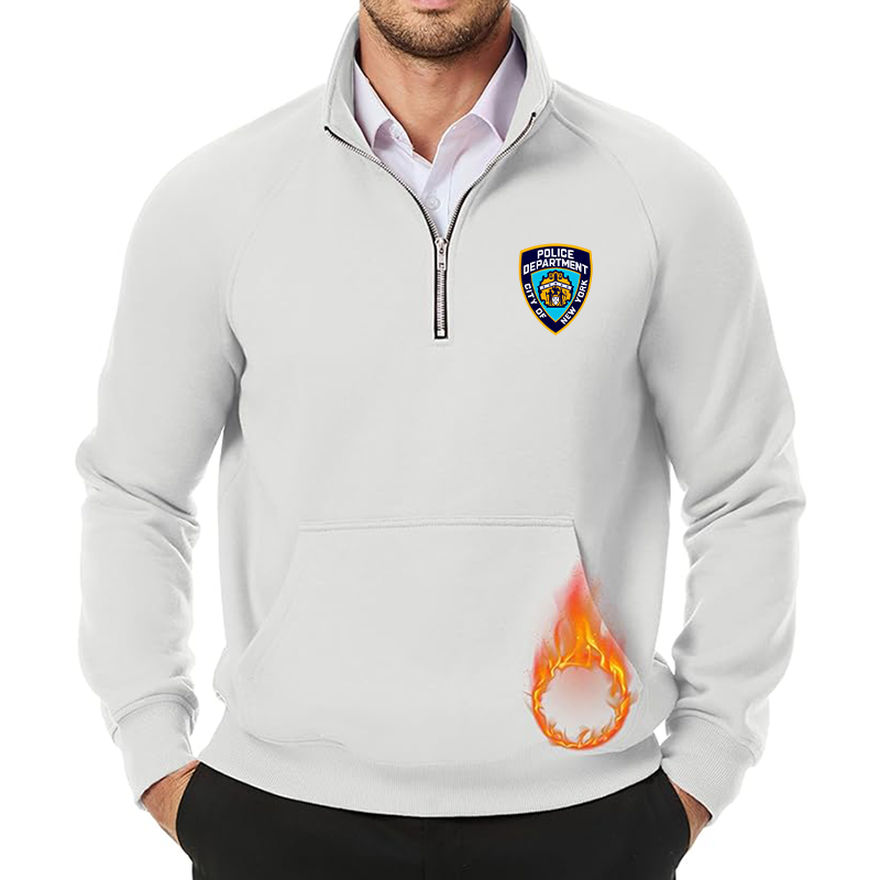 Men's NYPD JMIERR Quarter Zip Pullover Heavy Sweatshirts Warm Fleece Sweatshirt Polo
