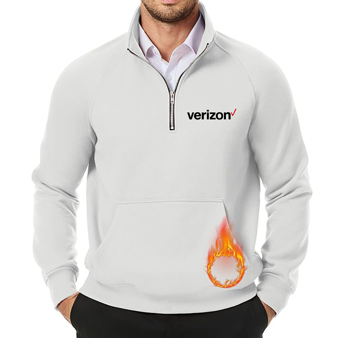 Men's Verizon JMIERR Quarter Zip Pullover Heavy Sweatshirts Warm Fleece Sweatshirt Polo