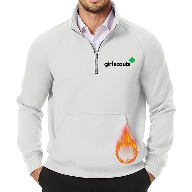 Men's Girl Scouts JMIERR Quarter Zip Pullover Heavy Sweatshirts Warm Fleece Sweatshirt Polo