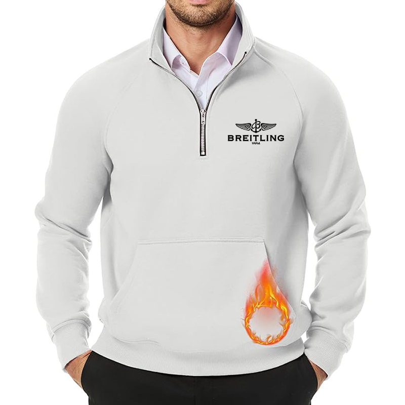 Men's Breitling JMIERR Quarter Zip Pullover Heavy Sweatshirts Warm Fleece Sweatshirt Polo