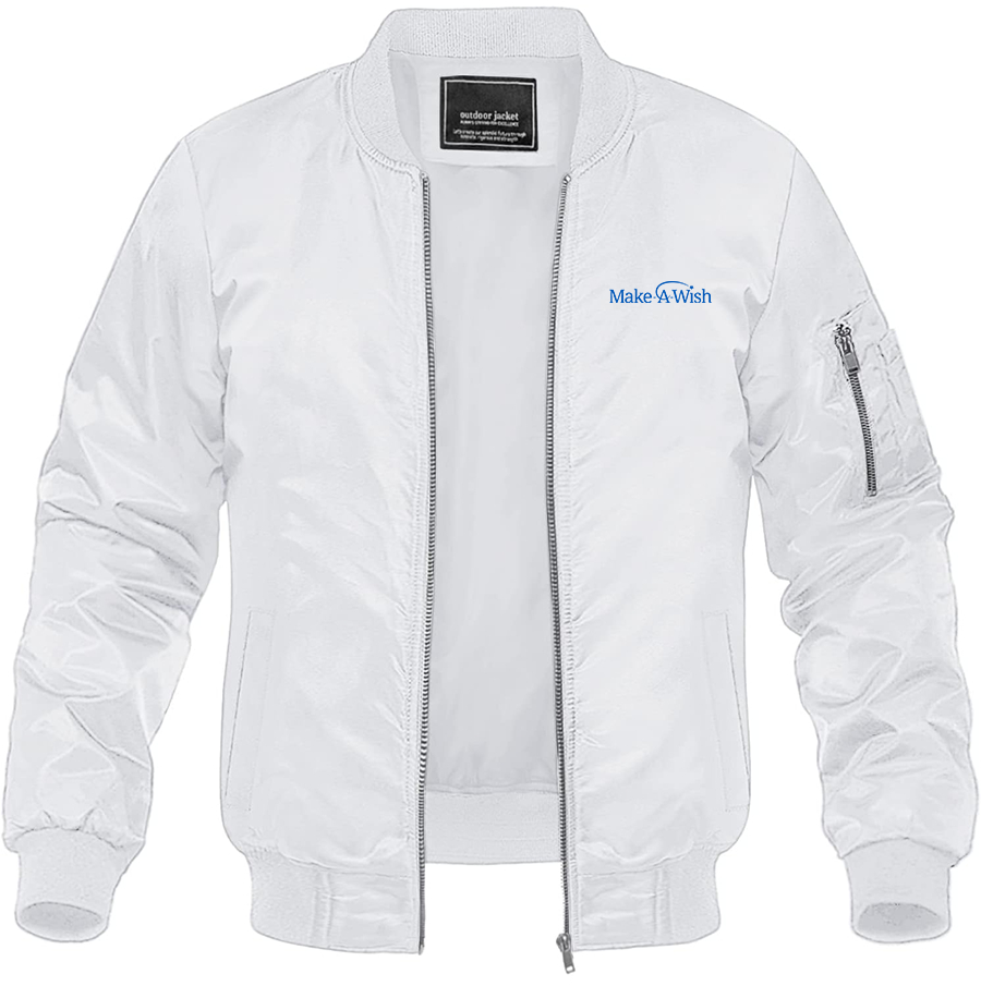 Men's Make-A-Wish Lightweight Bomber Jacket Windbreaker Casual Fall Spring Outdoor Coat