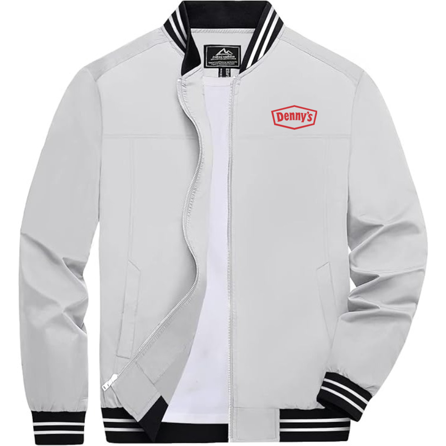 Men's Dennys Lightweight Zip-Up Bomber Jacket with Ribbed Collar and Cuffs Versatile Casual Outerwear