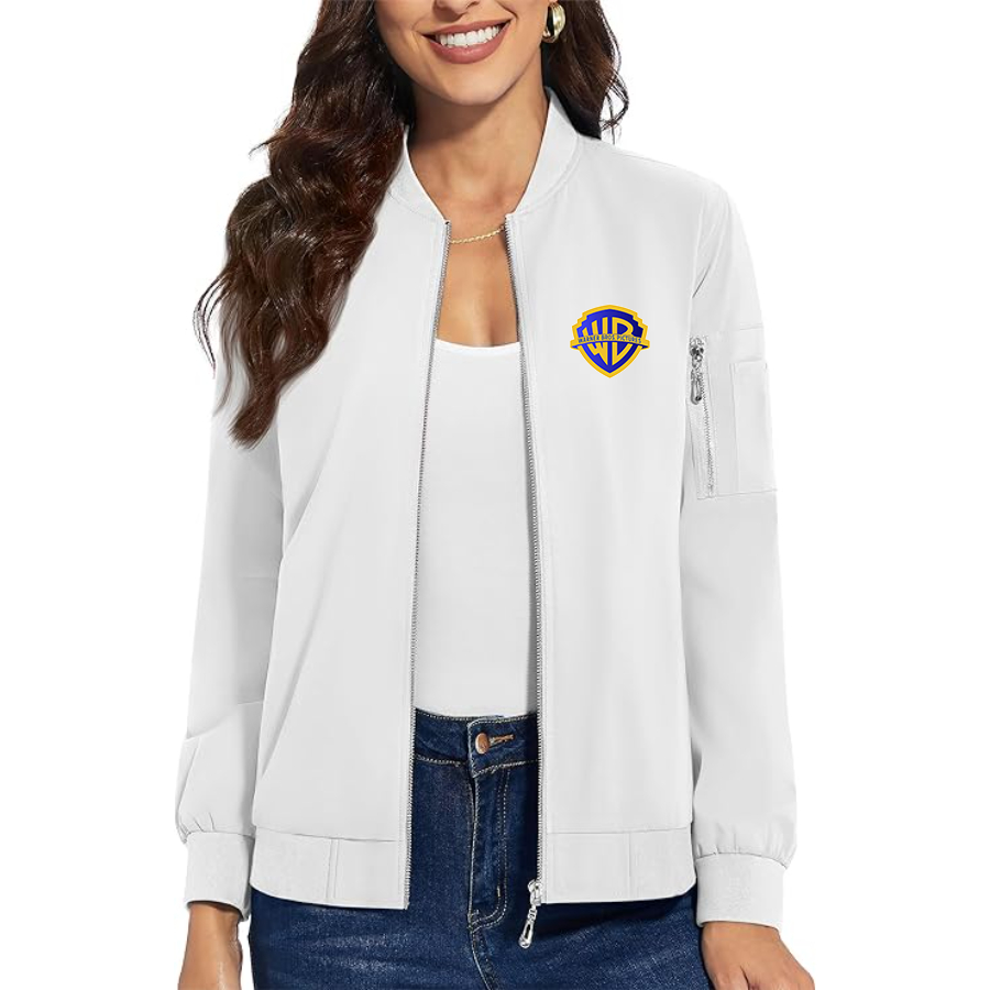 Women's Warner Bros Premium Bomber Jacket with Polished Detailing and Functional Sleeve Pocket Modern Luxury Outerwear