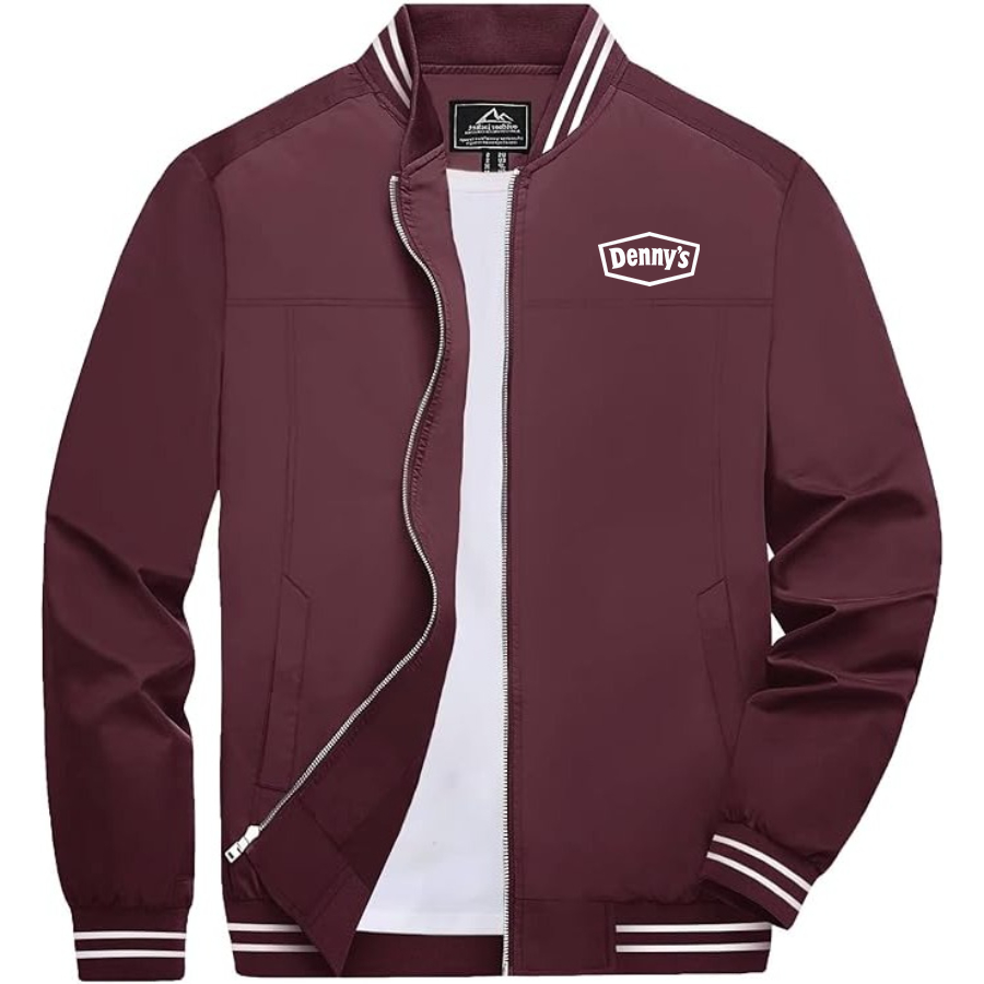 Men's Dennys Lightweight Zip-Up Bomber Jacket with Ribbed Collar and Cuffs Versatile Casual Outerwear