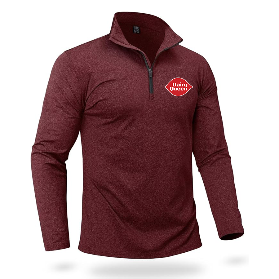 Men's Dairy Queen Quarter Zip Pullover Premium Fleece Lined Heather Long Sleeve Golf Shirts Midweight 1/4 Half Zip Sweatshirts