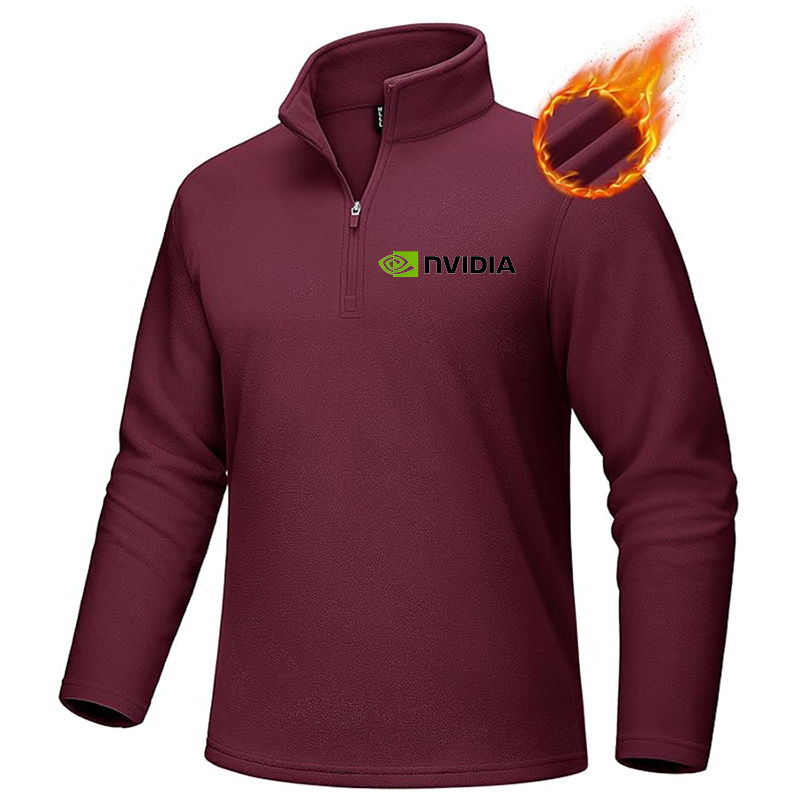 Men's NVIDIA MAGCOMSEN Quarter-Zip Pullover Polar Fleece Sweatshirt Stand Collar Long Sleeve Shirt for Men Thermal Winter Fall