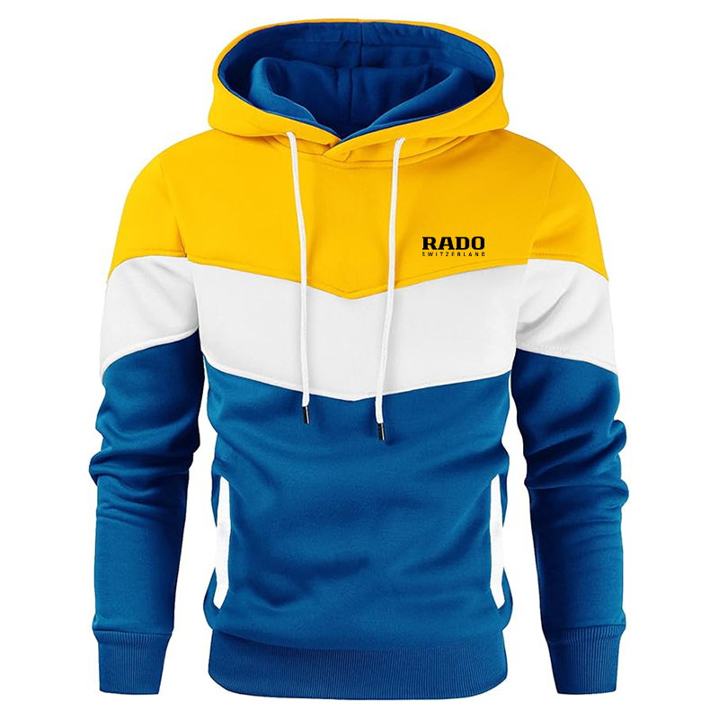 Men's Rado Gesean Novelty Color Block Pullover Fleece Hoodie Long Sleeve Casual Sweatshirt with Pocket