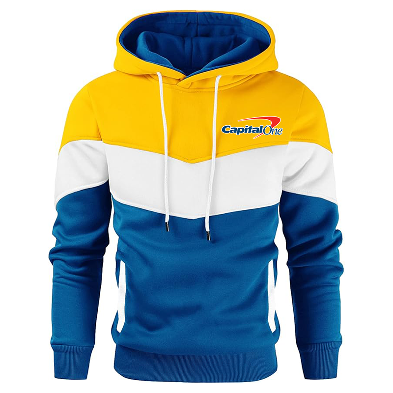 Men's Capital One Gesean Novelty Color Block Pullover Fleece Hoodie Long Sleeve Casual Sweatshirt with Pocket