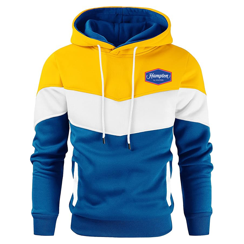 Men's Hampton Gesean Novelty Color Block Pullover Fleece Hoodie Long Sleeve Casual Sweatshirt with Pocket