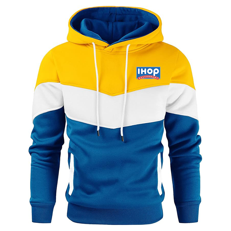 Men's ihop Gesean Novelty Color Block Pullover Fleece Hoodie Long Sleeve Casual Sweatshirt with Pocket