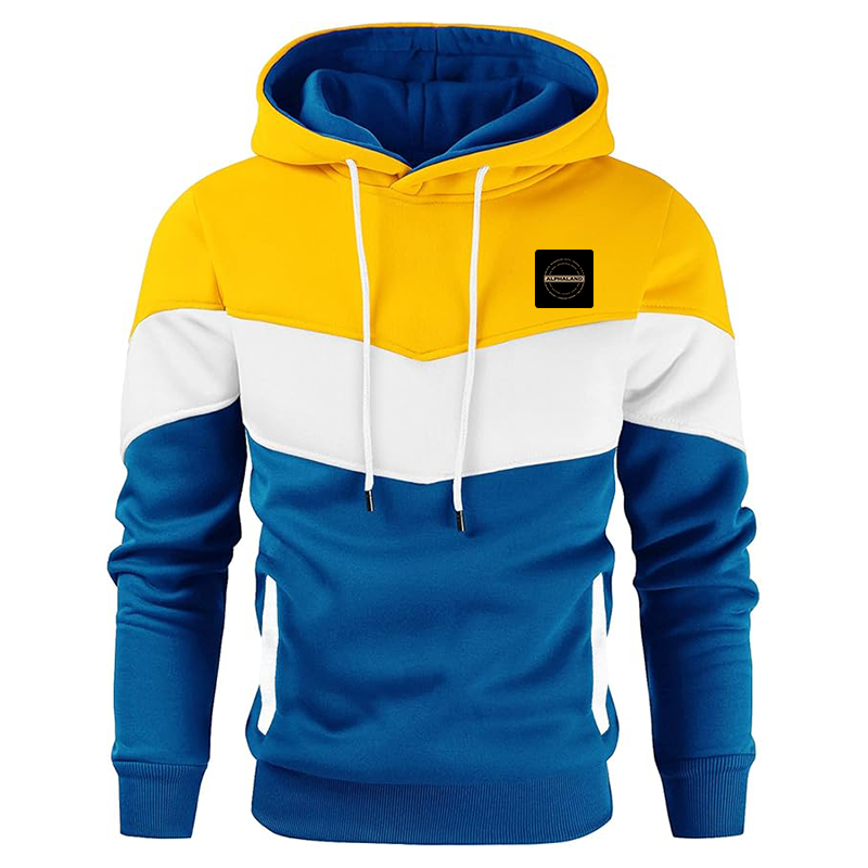 Men's Alphaland Gesean Novelty Color Block Pullover Fleece Hoodie Long Sleeve Casual Sweatshirt with Pocket