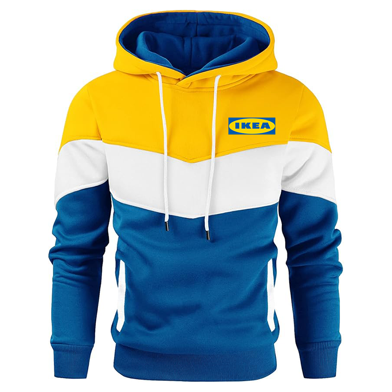 Men's IKEA Gesean Novelty Color Block Pullover Fleece Hoodie Long Sleeve Casual Sweatshirt with Pocket