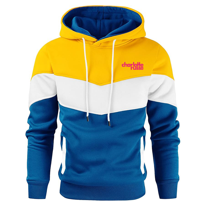 Men's Charlotte Russe Gesean Novelty Color Block Pullover Fleece Hoodie Long Sleeve Casual Sweatshirt with Pocket
