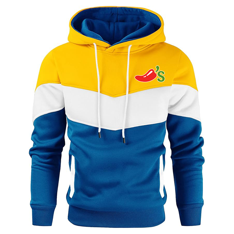 Men's Chilis Gesean Novelty Color Block Pullover Fleece Hoodie Long Sleeve Casual Sweatshirt with Pocket