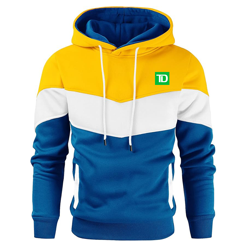 Men's TD Bank Gesean Novelty Color Block Pullover Fleece Hoodie Long Sleeve Casual Sweatshirt with Pocket