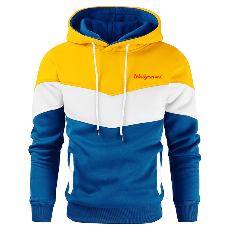 Men's Walgreens Gesean Novelty Color Block Pullover Fleece Hoodie Long Sleeve Casual Sweatshirt with Pocket