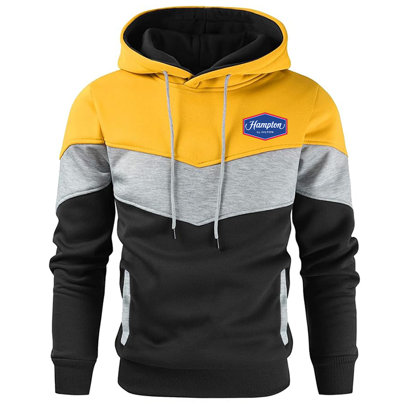 Men's Hampton Gesean Novelty Color Block Pullover Fleece Hoodie Long Sleeve Casual Sweatshirt with Pocket