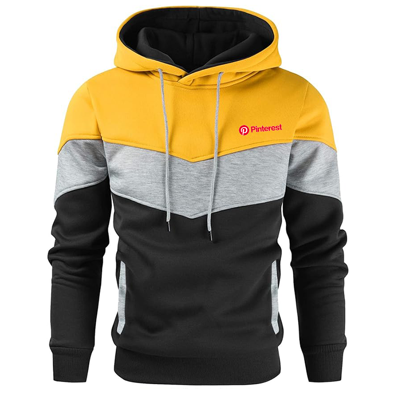 Men's Pinterest Gesean Novelty Color Block Pullover Fleece Hoodie Long Sleeve Casual Sweatshirt with Pocket